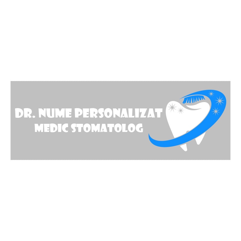 Sticker Personalizat - SMAER - Inscriptionare Dedicat Cabinet Stomatologic - 200cm x 60cm - Alb&Albastru