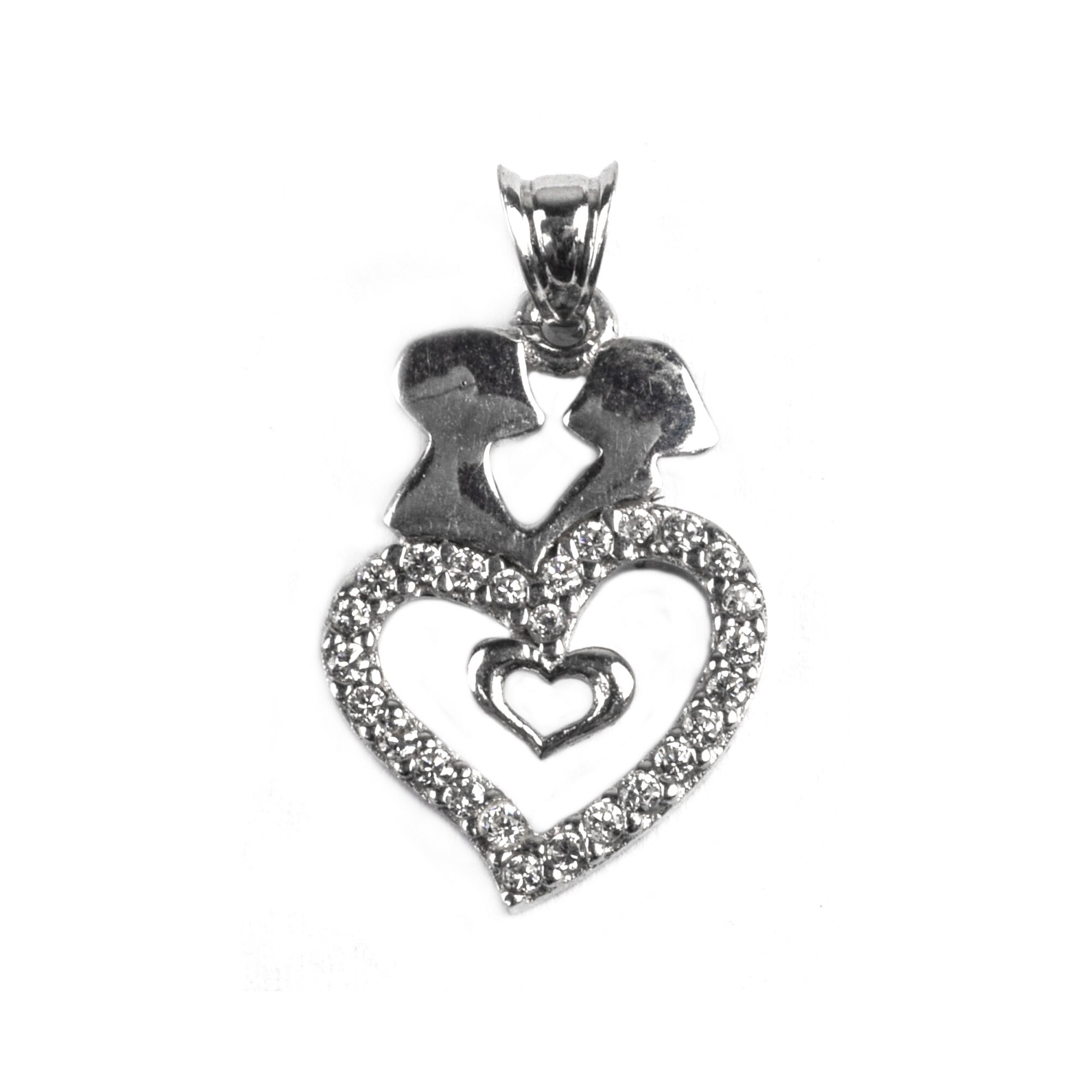 Pandantiv Lovely Couple cu pietre, Argint 925, 2.3 cm x 1.2 cm