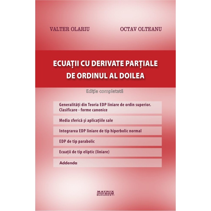 Ecuatii cu derivate partiale de ordinul al doilea, Octav Olteanu, Valter Olariu