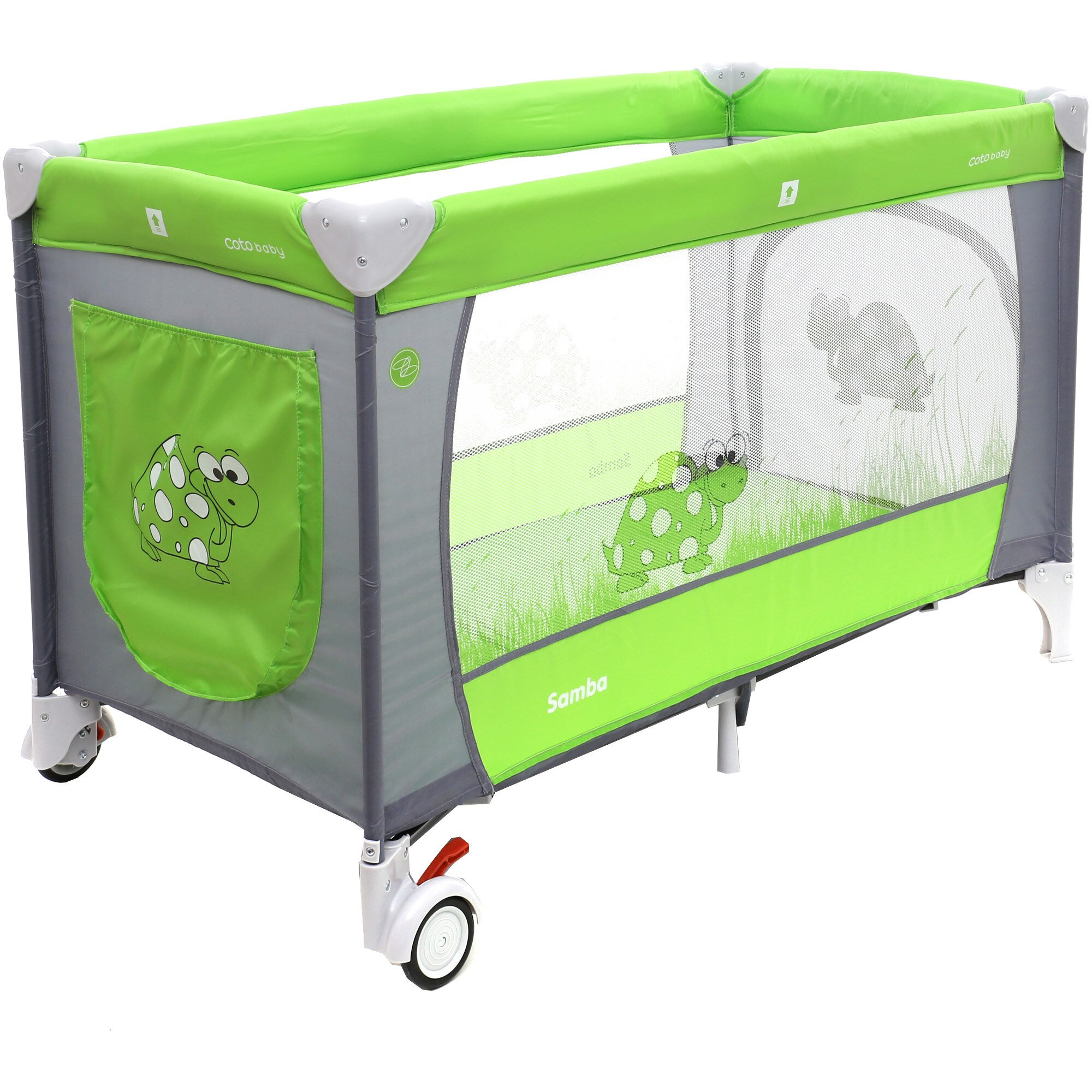 Patut Pliabil cu doua nivele Samba Plus - Coto Baby - Verde