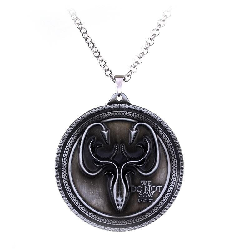 Lantisor Cu Pandantiv Game Of Thrones - House Greyjoy We Do Not Sow Game of Thrones, Argintiu