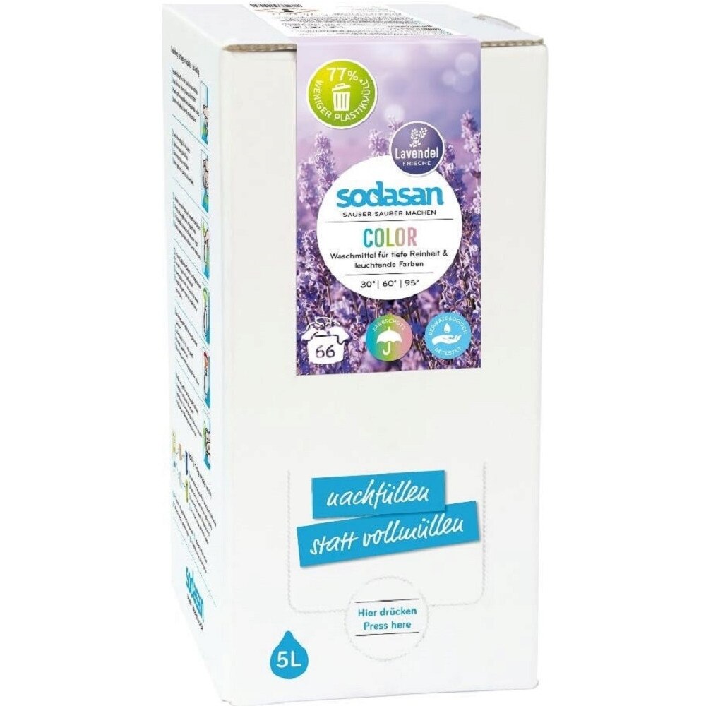 Detergent lichid pentru rufe albe si colorate cu lavanda 5 L Sodasan