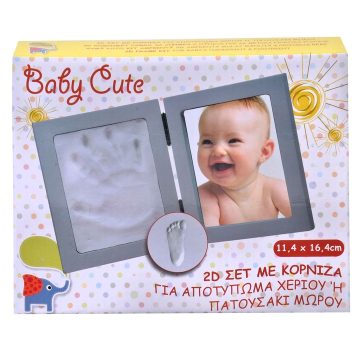 Kit amprenta 2D, cadou pentru bebelusi , manuta sau picior, cu rama foto Alba ZAGATO@