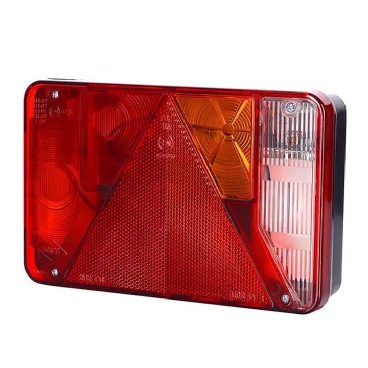 Hátsó lámpa 219x142, 6 funkciós, háromszöggel és tolatással, jobb, LZT 470 Horpol