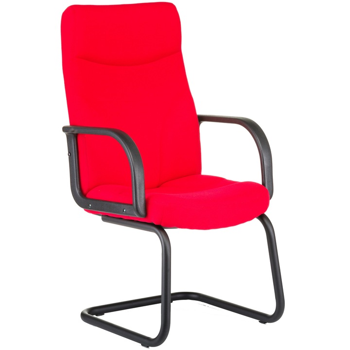 QMOBILI RIVA S Piros látogató szék, szövet C, S alakú basis, rögzített polipropilén karfás
