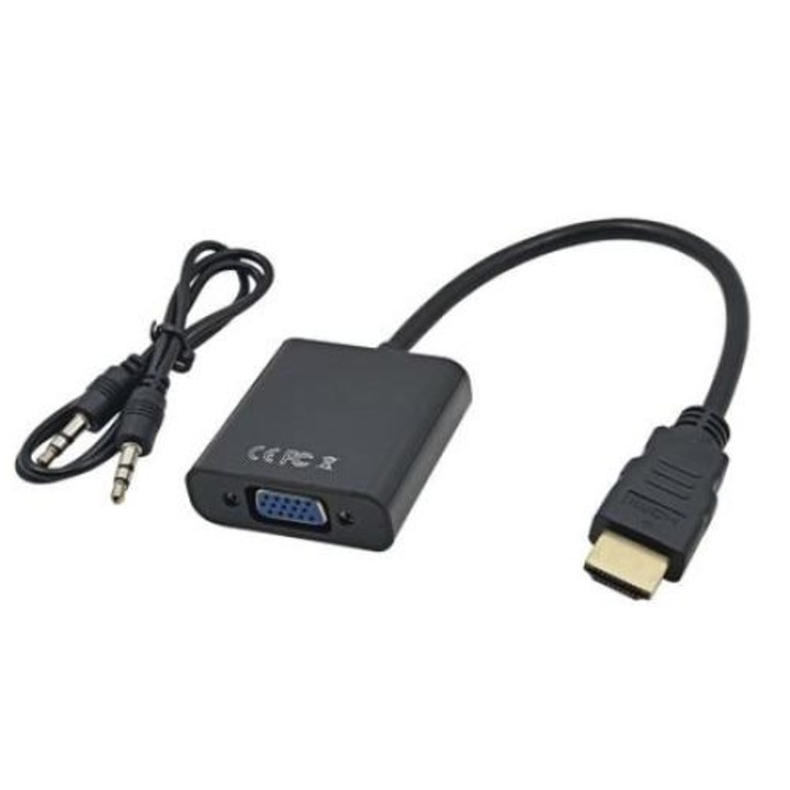 Adaptor, convertor semnal HDMI la VGA + jack 3.5mm audio mama, AD-0017-BK, Lanberg, unidirectional