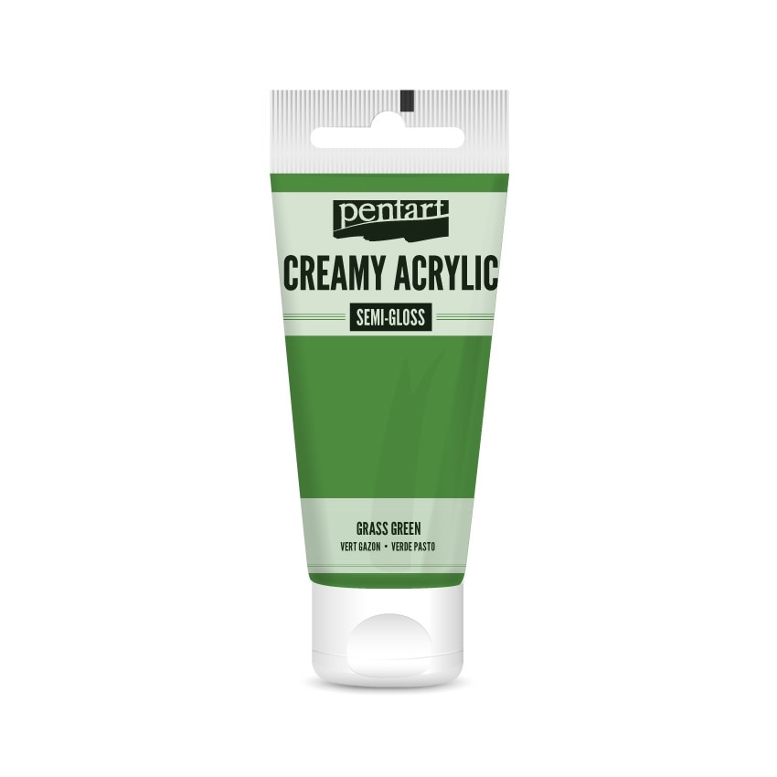 Vopsea acrilica cremoasa semilucioasa Pentart - verde iarba, 60 ml