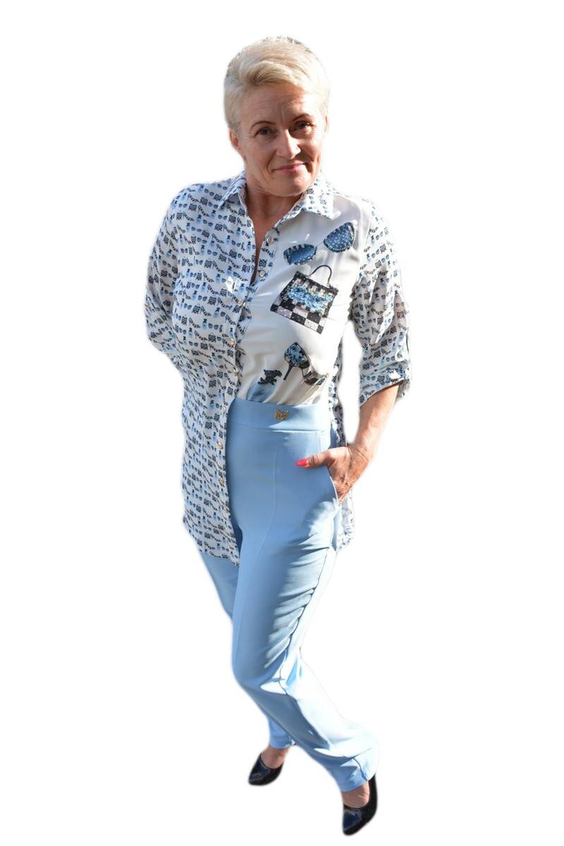 Costum tineresc, bluza asimetrica,D&J Exclusive, Albastru deschis