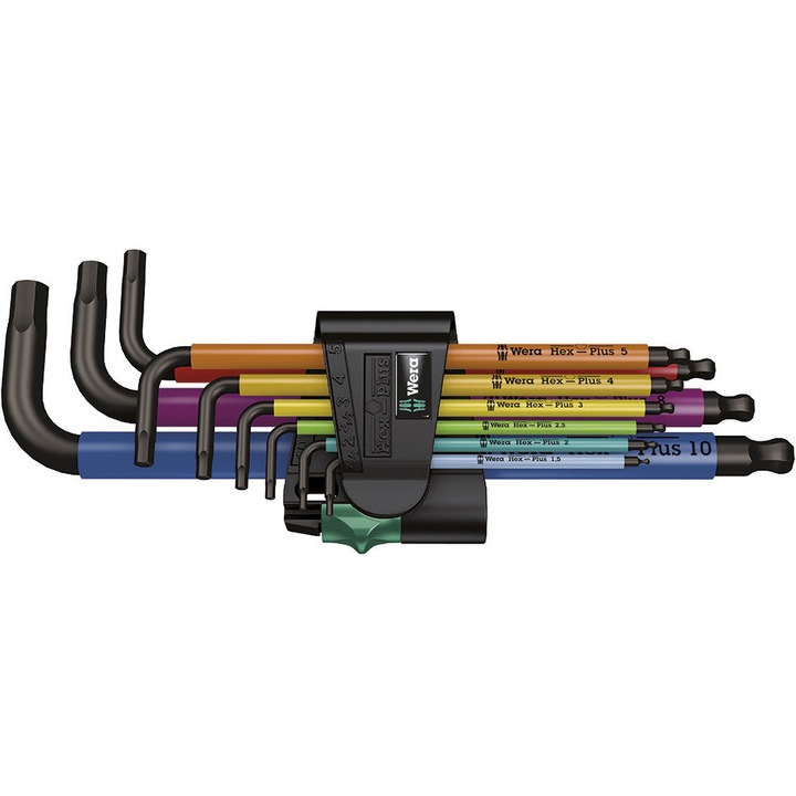 Комплект шестостенни ключове WERA - 9 бр. 1.5-10 Hex-Plus Multicolor