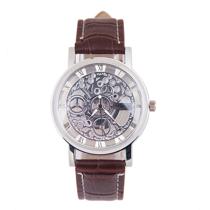 Мъжки часовник Geneva s10, cтилен, quartz, Кафяв