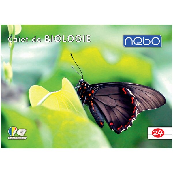 Caiet NEBO de BIOLOGIE 65-70 g/mp 24 file Premium , Buterfly , Robentoys