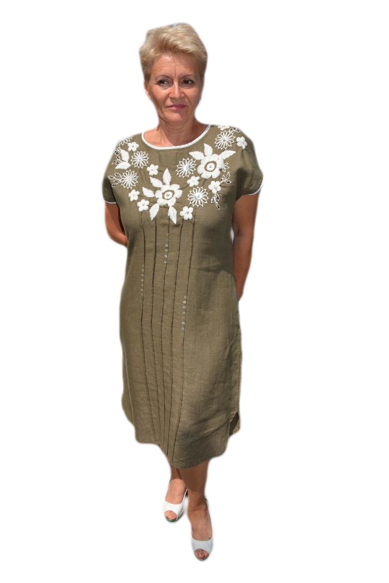 Rochie de vara cu imprimeu floral, D&J Exclusive, Kaki