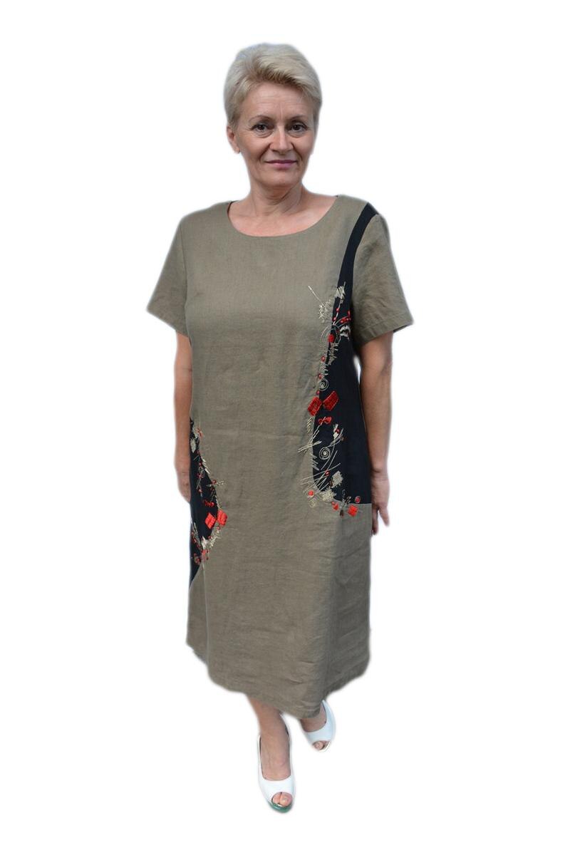 Rochie de vara cu imprimeu, D&J Exclusive, Kaki