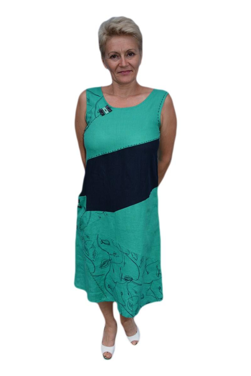 Rochie de zi cu imprimeu, D&J Exclusive, Turcoaz