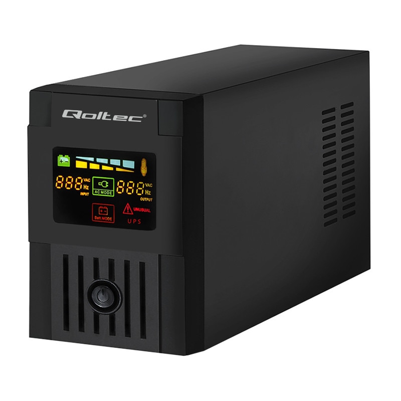 UPS Qoltec Monolith, 900W/1500VA, 230V, LCD, USB, Negru