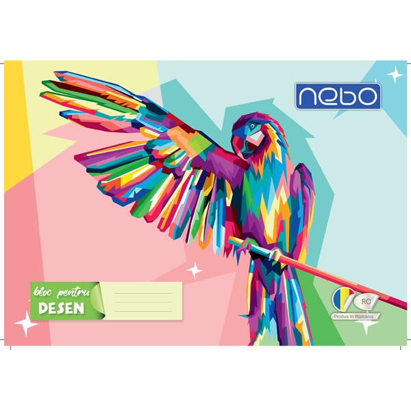 Bloc desen NEBO A4 120 gr/mp 16 file Premium , Bird , Robentoys