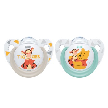 Set 2 suzete, Nuk, Winnie si Tiger, 0-6 luni Set 2 suzete, Nuk, Winnie si Tiger, 0-6 luni
