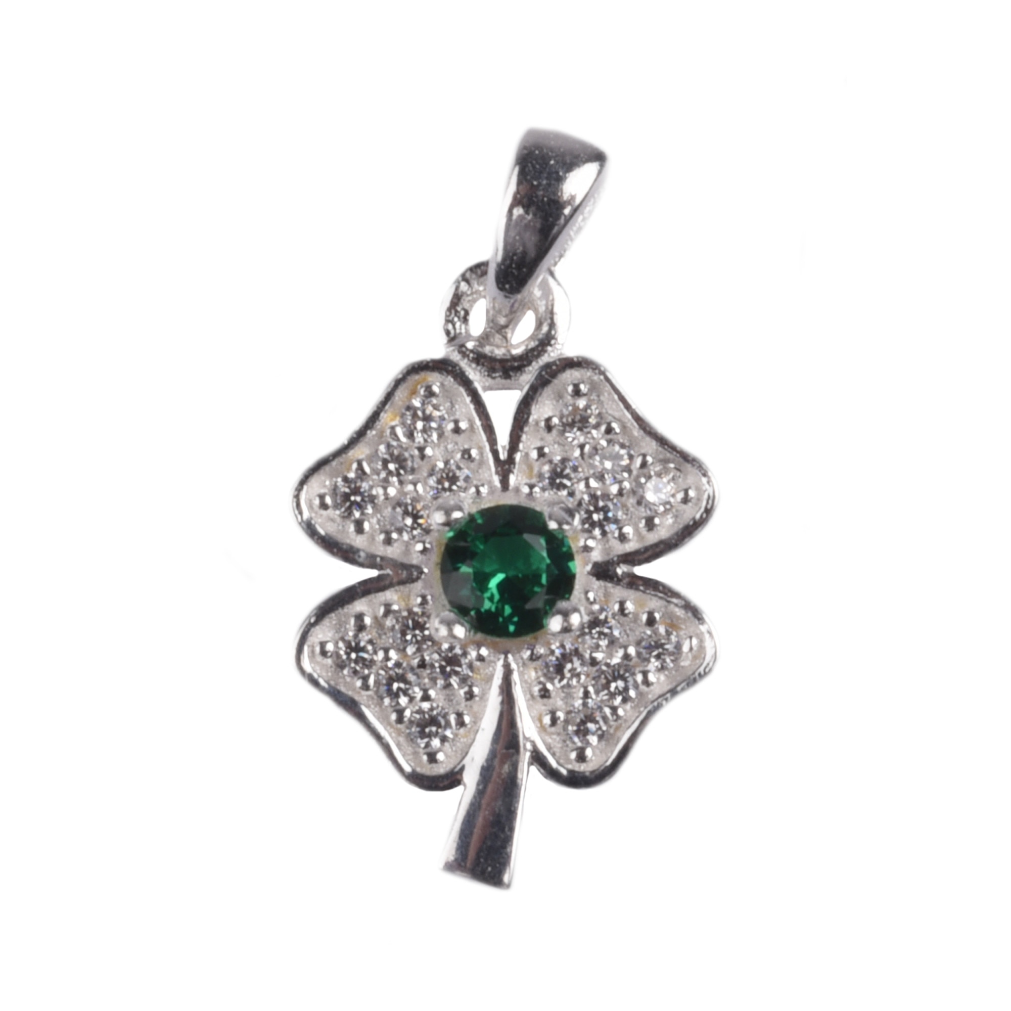 Pandantiv Trifoi cu pietre, Argint 925, 1.7 x 1 cm