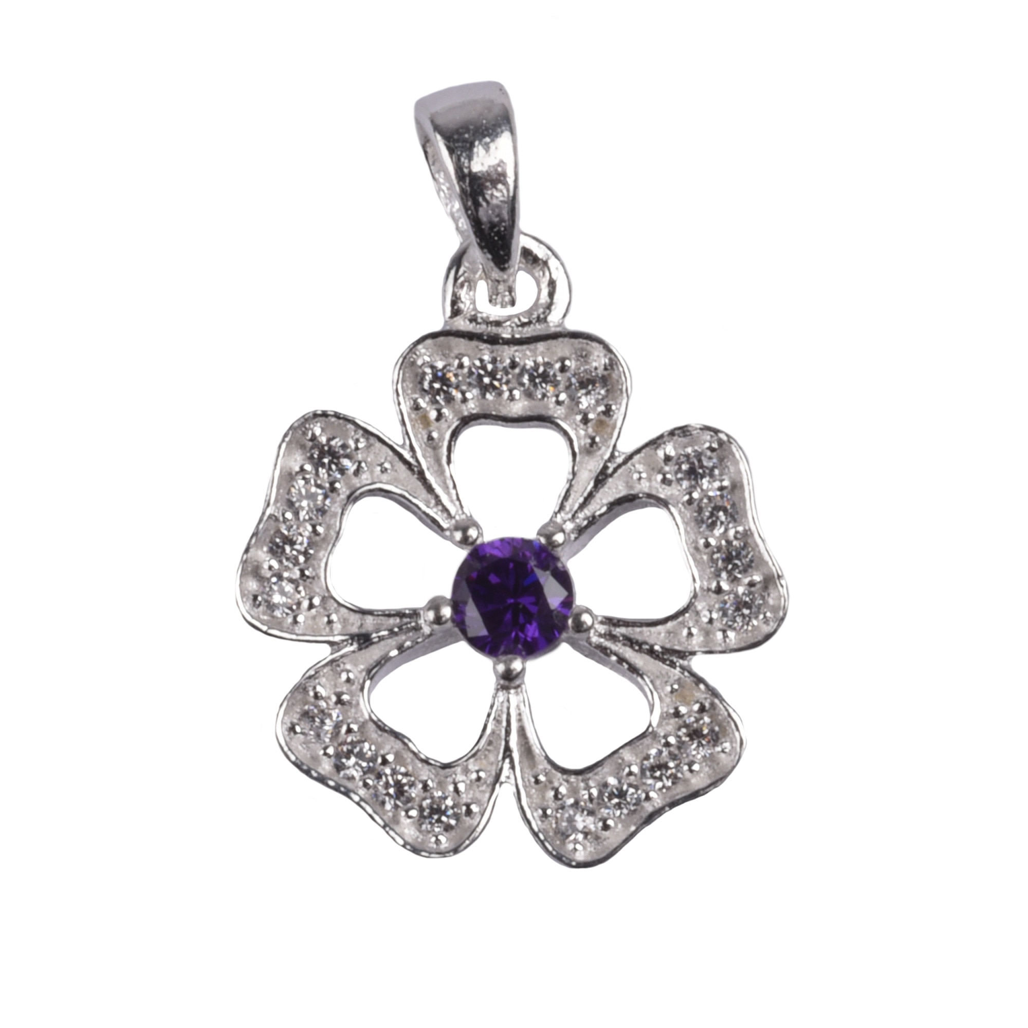Pandantiv Floare cu pietre, Argint 925, 1.8 cm x 1.2 cm