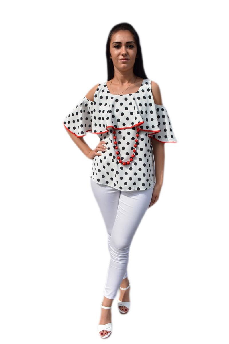 Bluza casual-elegant cu un croi larg, D&J Exclusive, Alb-Negru