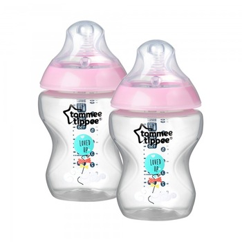 Biberon Tommee Tippee 260 ml, Loved up/Roz, 2 buc Biberon Tommee Tippee 260 ml, Loved up/Roz, 2 buc