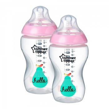 Biberon Tommee Tippee 340 ml, Hello/Roz, 2 buc Biberon Tommee Tippee 340 ml, Hello/Roz, 2 buc
