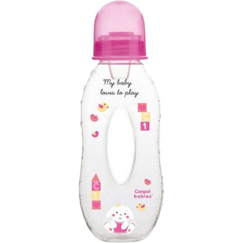 Biberon Canpol, My baby loves to play, roz, 250 ml