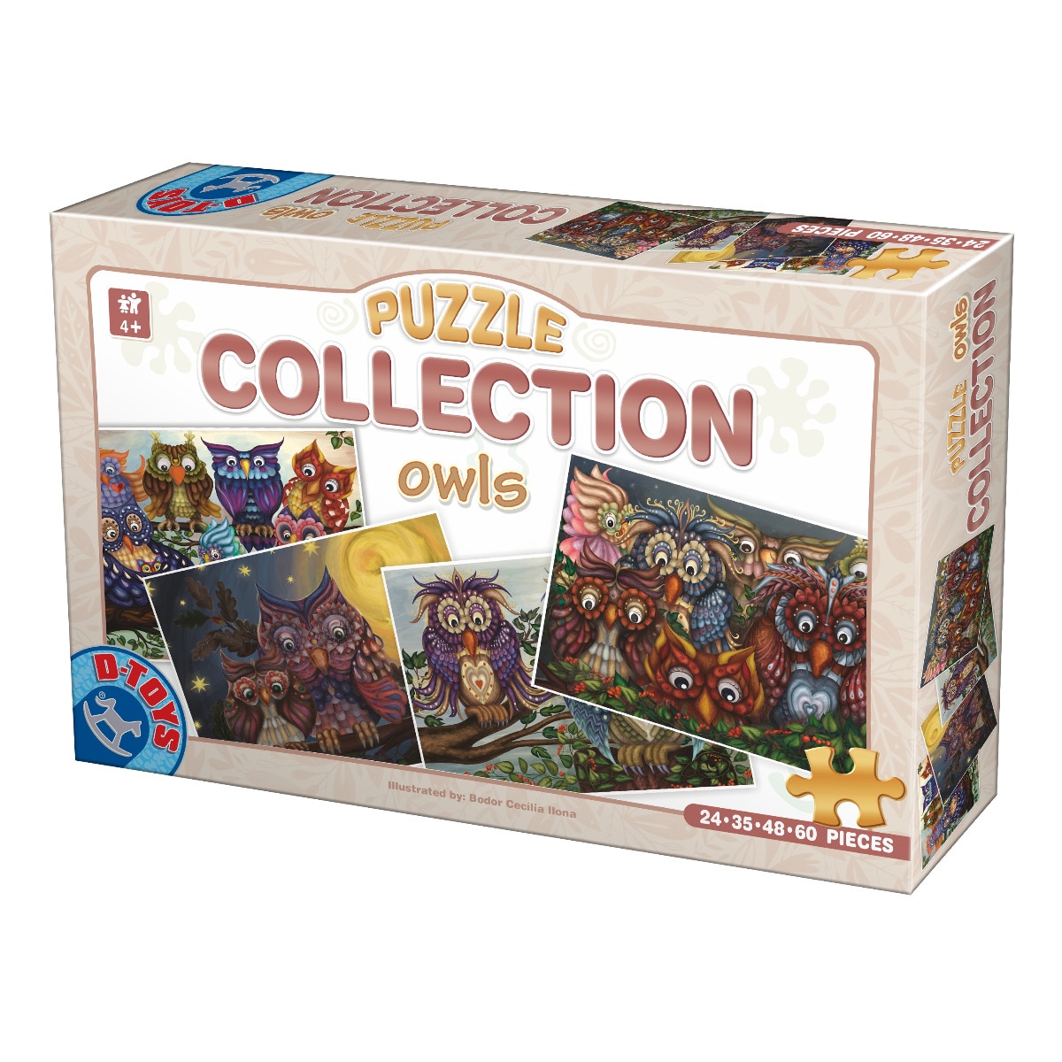 Puzzle D-Toys Bufnite, 24, 35, 48 si 60 piese