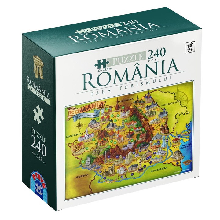 Puzzle D-Toys – Romania Tara Turismului, Obiective turistice, +7 ani, 240 piese