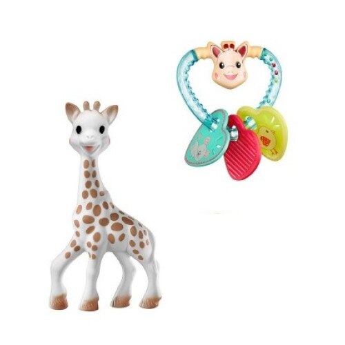 Set pentru dentitie SOPHIEsticat cu zornaitoare inimioare