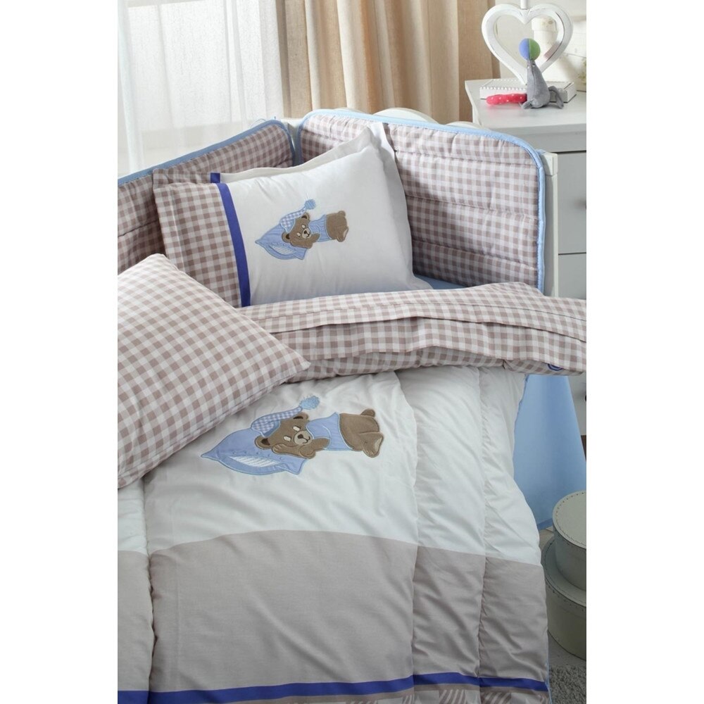 Set lenjerie de pat bumbac SLEEP BEAR, bumbac 100%, bebe, 7 piese, 110x160 / 35x45