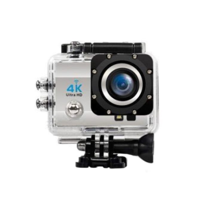 Akciósport videokamera Q3H 4K ULTRA HD SILVER, WIFI, minden rögzítési tartozékkal, Víz alatti 30m