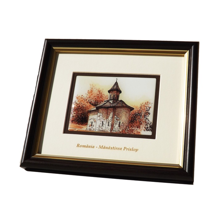 Tablou- Manastirea Prislop , Rasina 3D Design, Maro/alb, 18x15.5x2cm Brand