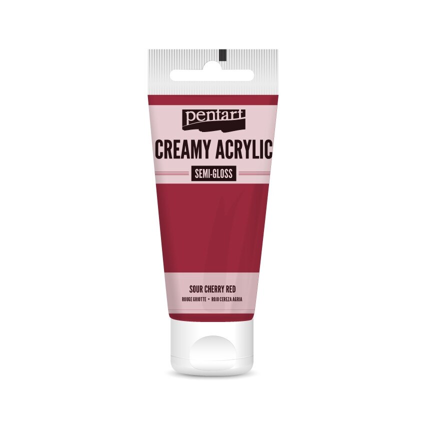 Vopsea acrilica cremoasa semilucioasa Pentart - rosu visine, 60 ml