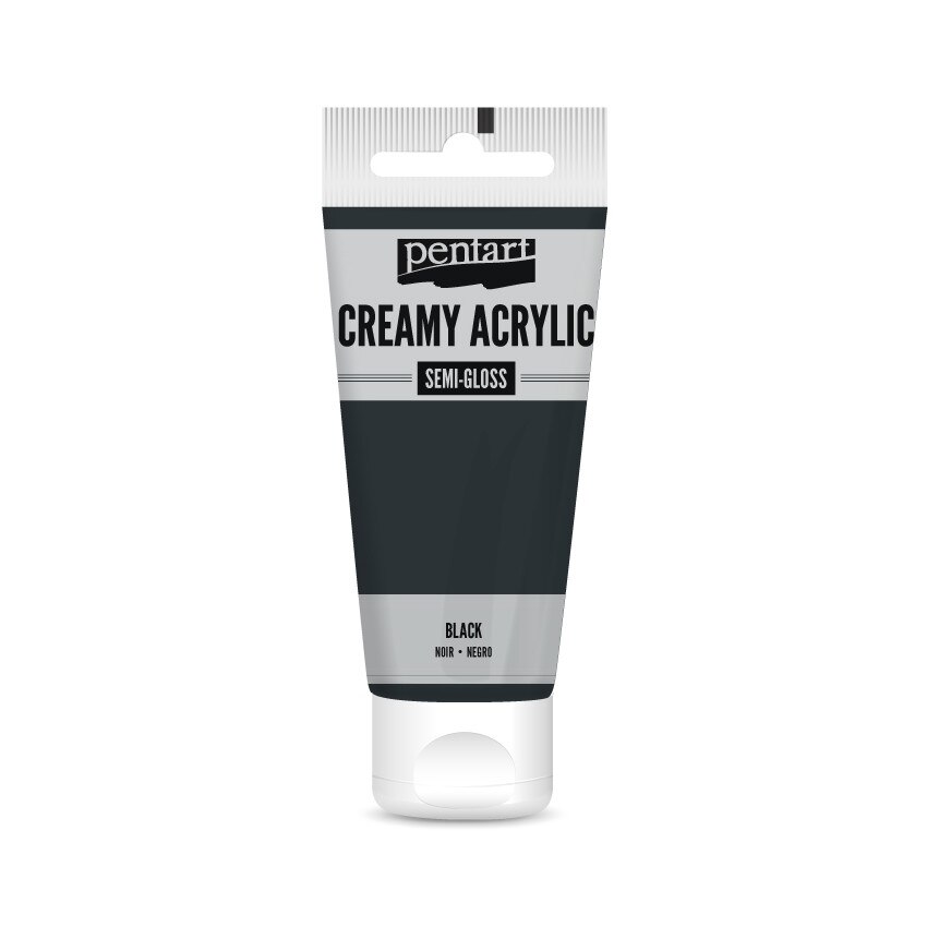 Vopsea acrilica cremoasa semilucioasa Pentart - negru, 60 ml