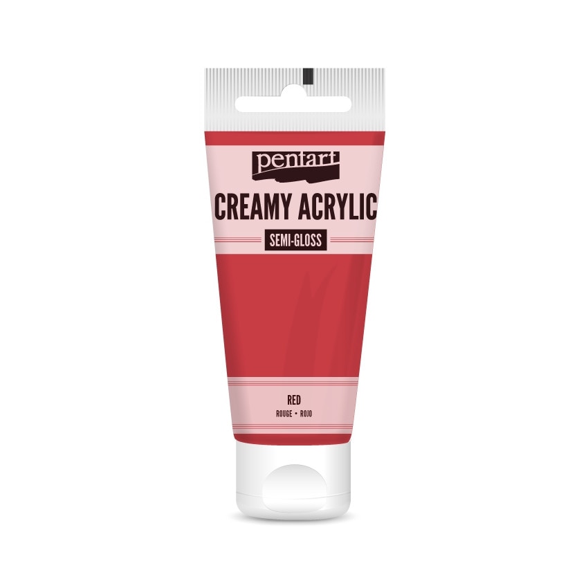Vopsea acrilica cremoasa semilucioasa Pentart - rosu, 60 ml