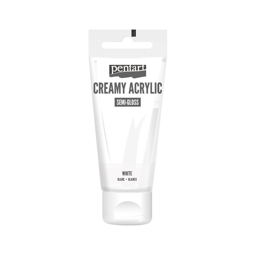 Vopsea acrilica cremoasa semilucioasa Pentart - alb, 60 ml