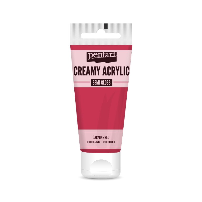 Vopsea acrilica cremoasa semilucioasa Pentart - carmin, 60 ml
