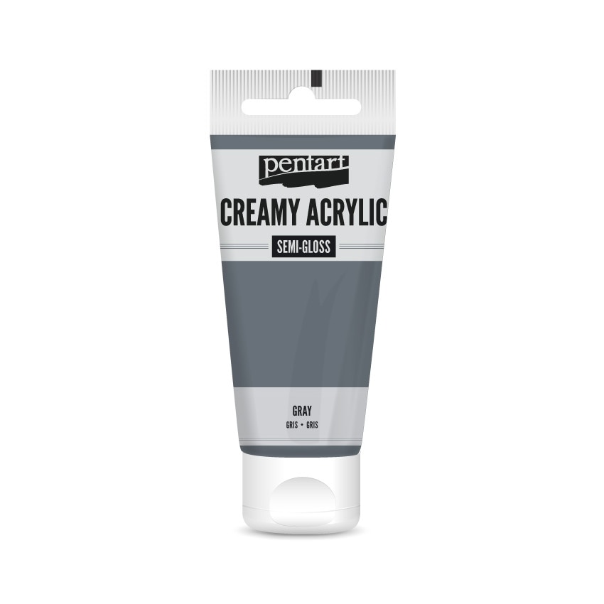 Vopsea acrilica cremoasa semilucioasa Pentart - gri, 60 ml
