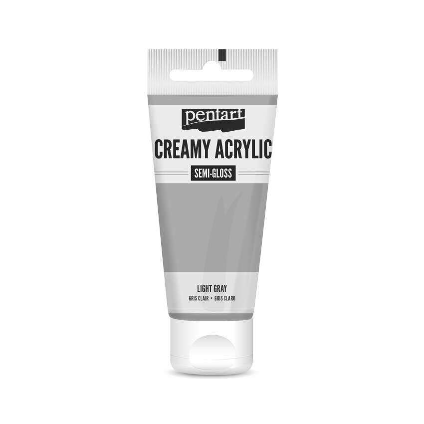 Vopsea acrilica cremoasa semilucioasa Pentart - gri deschis, 60 ml