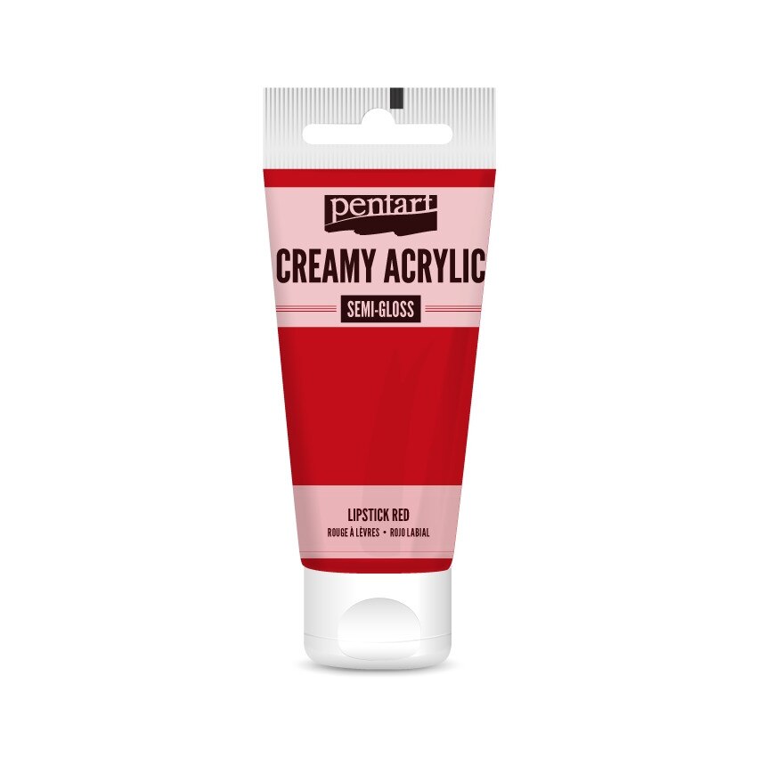 Vopsea acrilica cremoasa semilucioasa Pentart - rosu ruj, 60 ml