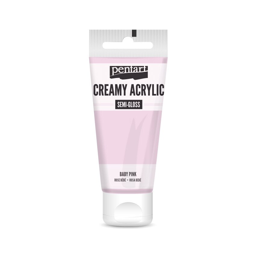 Vopsea acrilica cremoasa semilucioasa Pentart - baby pink, 60 ml