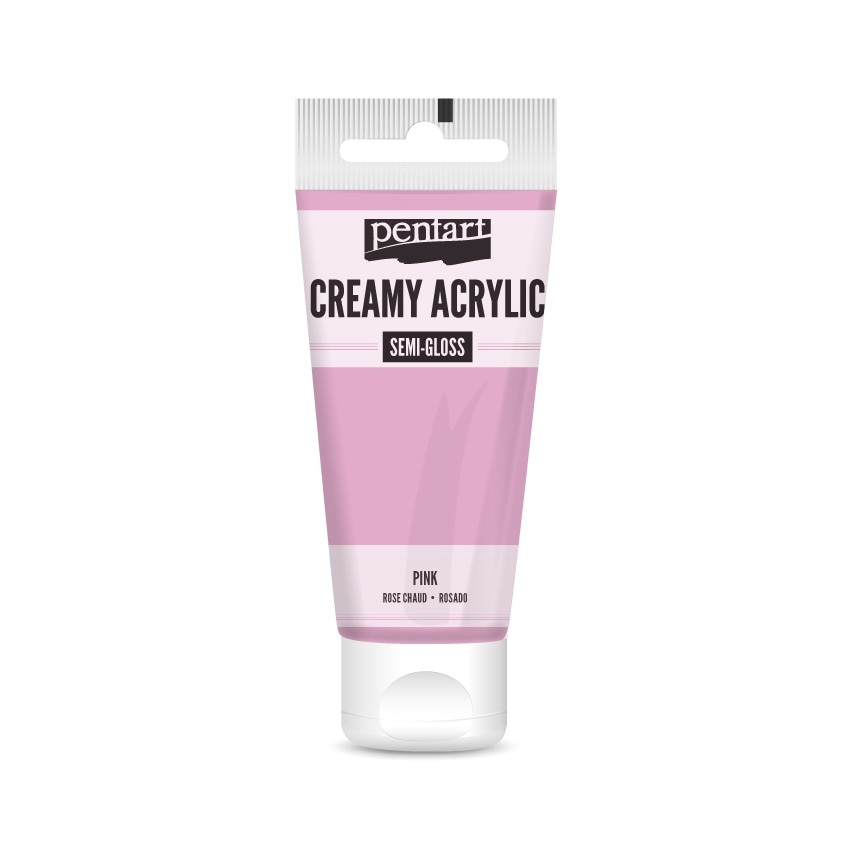 Vopsea acrilica cremoasa semilucioasa Pentart - pink, 60 ml