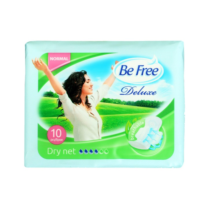 Дамски превръзки Be Free Deluxe Normal, 10 броя, с копринен тип покритие