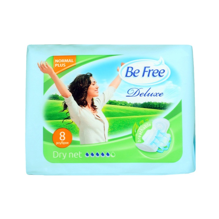 Дамски превръзки Be Free Deluxe Normal+, 8 броя, с копринен тип покритие