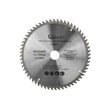 Disc circular pentru lemn, 250x32x60T, Geko, G78071 Disc circular pentru lemn, 250x32x60T, Geko, G78071