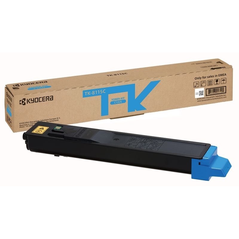 Cartus Toner original Kyocera TK-8115C, 6000 pagini, Cyan, pentru Kyocera Ecosys M8124cidn, Kyocera Ecosys M8130cidn