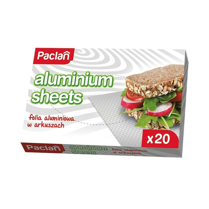 Предварително нарязано pop up алуминиево фолио за сандвичи Paclan алуминиеви листове 20 бр.