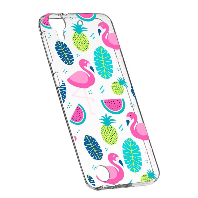Husa Silicon, Transparent, Slim, Flamingo 91, HTC Desire 825