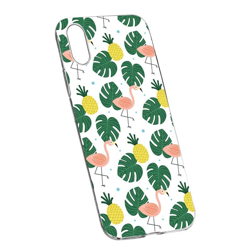 Husa Silicon, Transparent, Slim, Tropical 93, Apple iPhone X